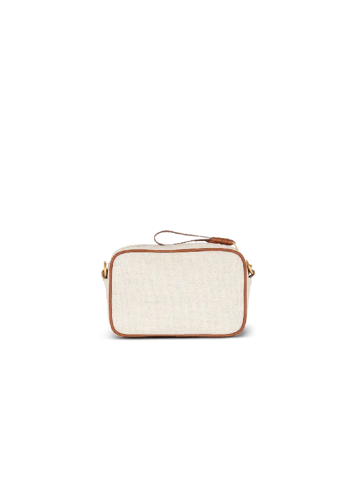 Balmain Crossbody Bags Women BArmy Canvas And Leather Clutch Beige