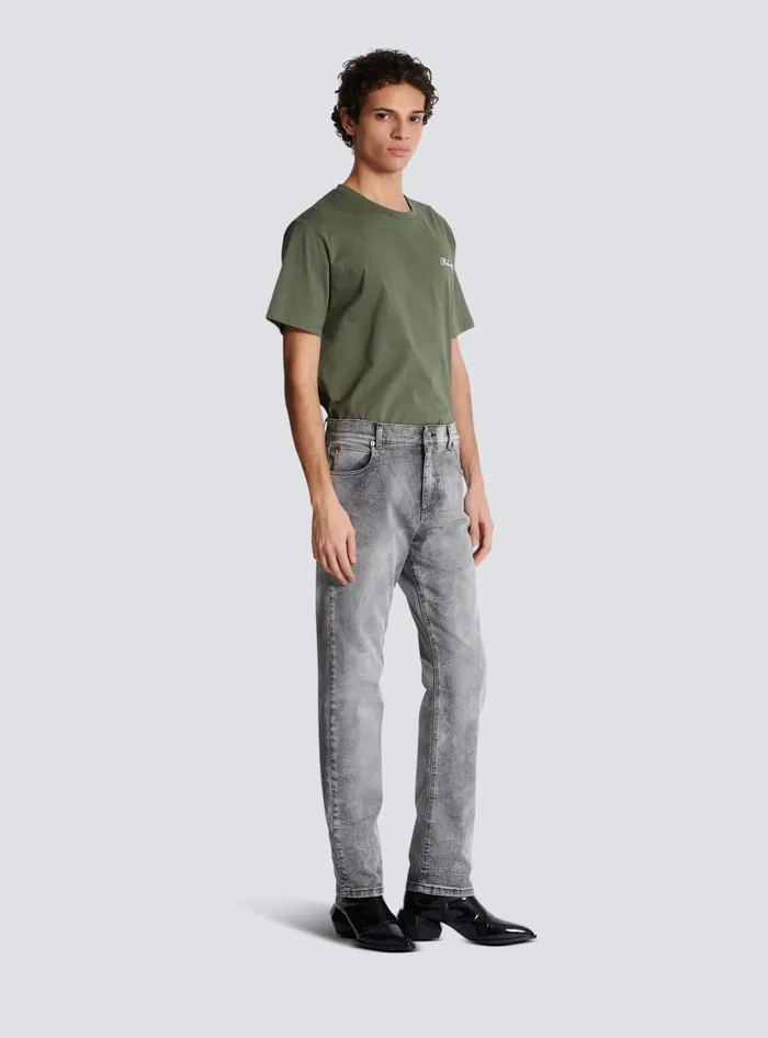 Balmain Denim Men Grey Denim Regularfit Jeans Grey