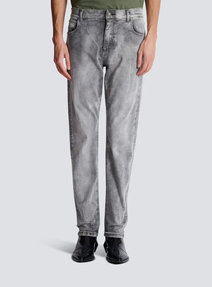 Balmain Denim Men Grey Denim Regularfit Jeans Grey