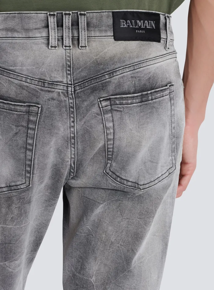 Balmain Denim Men Grey Denim Regularfit Jeans Grey