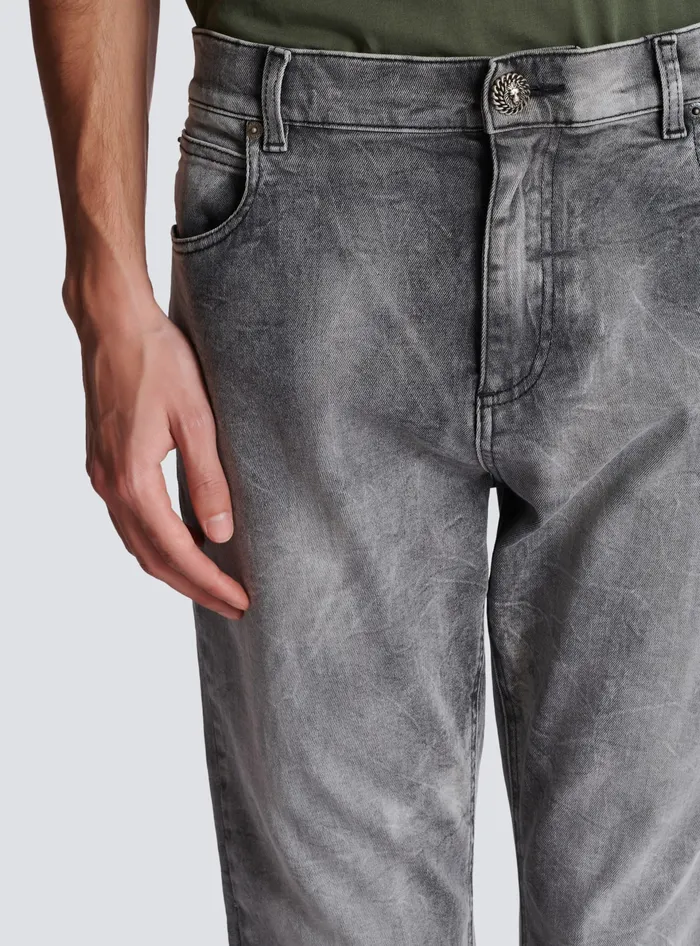Balmain Denim Men Grey Denim Regularfit Jeans Grey