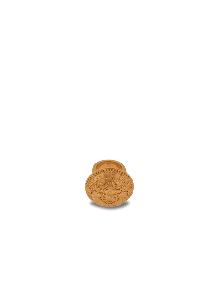 Balmain Fashion Jewelry Women Goldtone Brass Coin Ring Gold