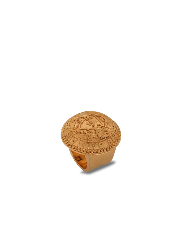 Balmain Fashion Jewelry Women Goldtone Brass Coin Ring Gold