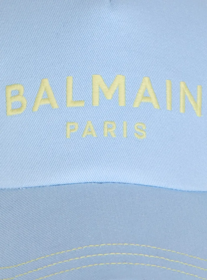 Balmain Hats And Caps Men Cotton Cap With Paris Embroidery Blue