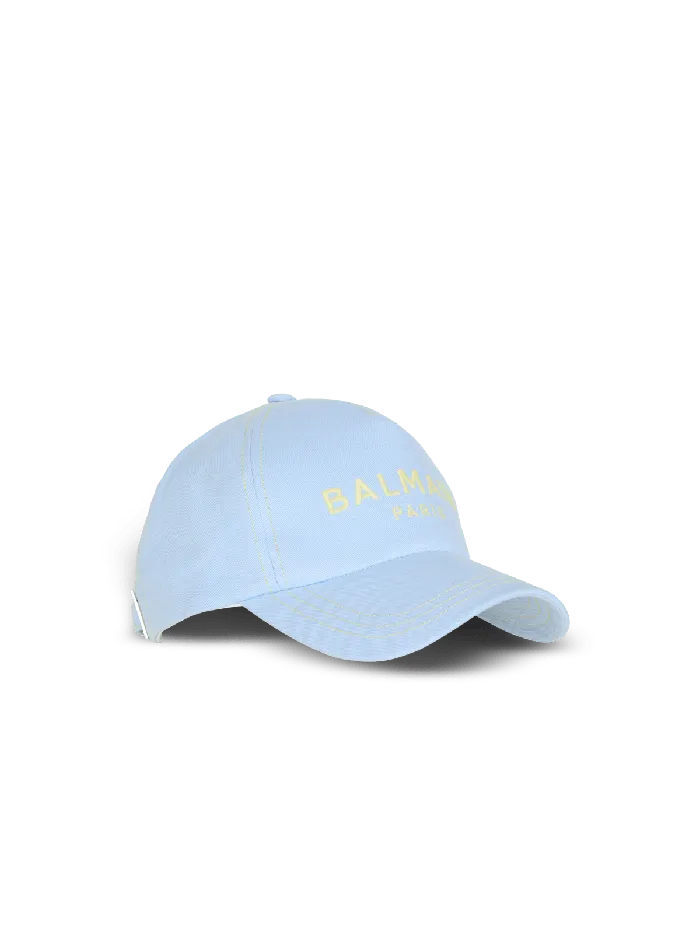 Balmain Hats And Caps Men Cotton Cap With Paris Embroidery Blue