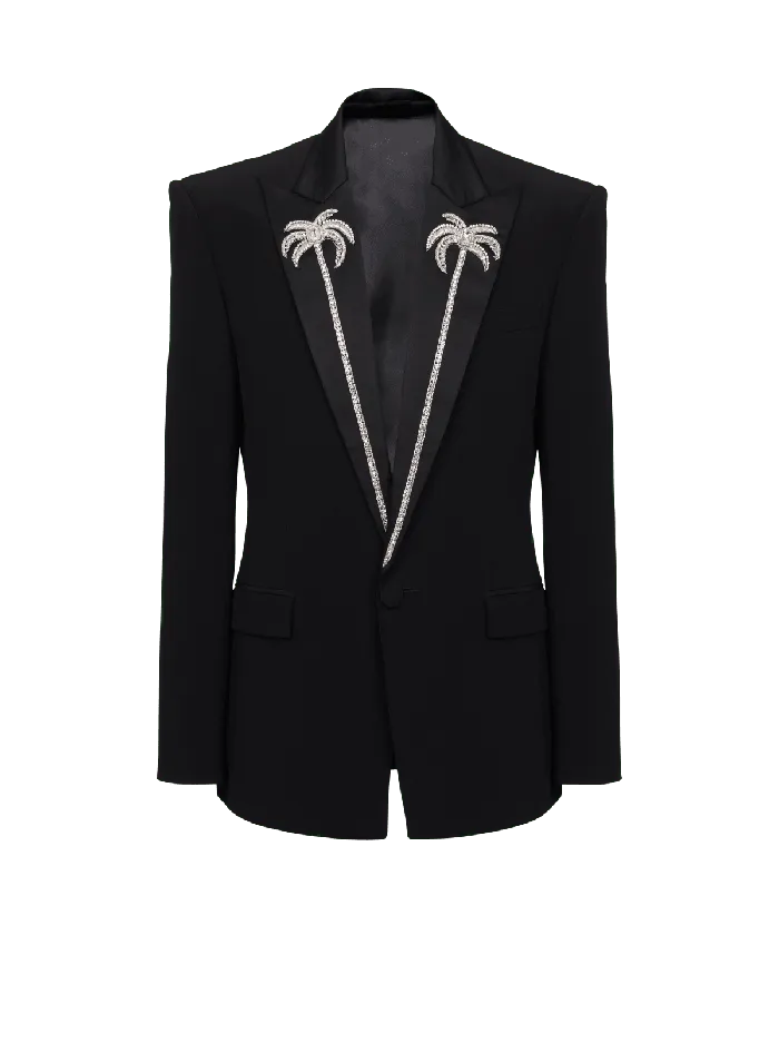 Balmain Jackets And Blazers Men 1button Jacket With Embroidered Palm Tree Collar Black Balmain Jackets And Blazers Men 1button Jacket With Embroidered Palm Tree Collar Black
