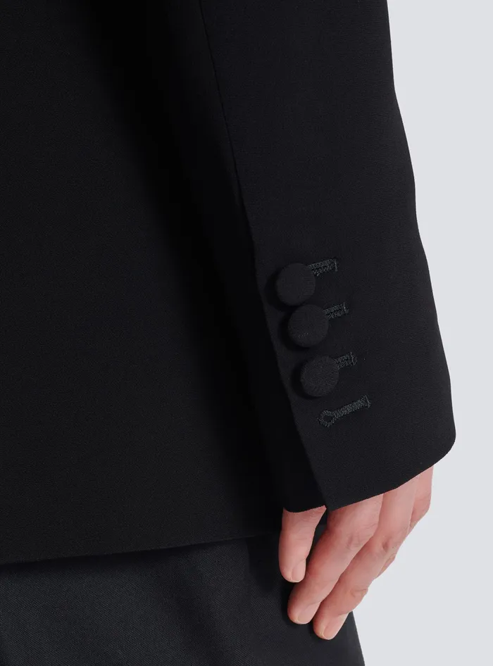 Balmain Jackets And Blazers Men 1button Jacket With Embroidered Palm Tree Collar Black