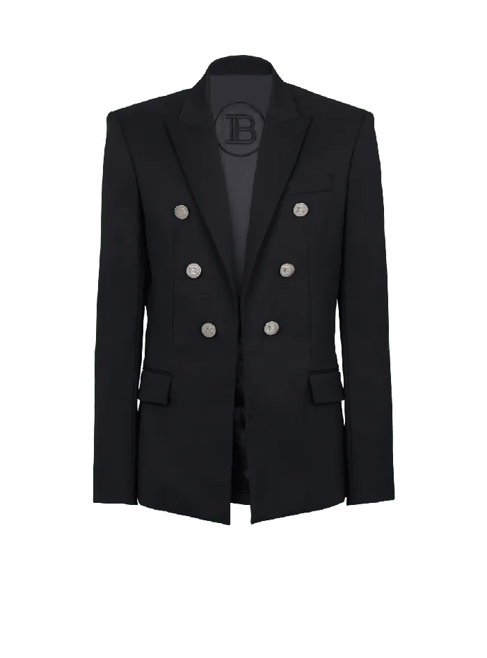Balmain Jackets And Blazers Men Doublebreasted Wool Blazer Black