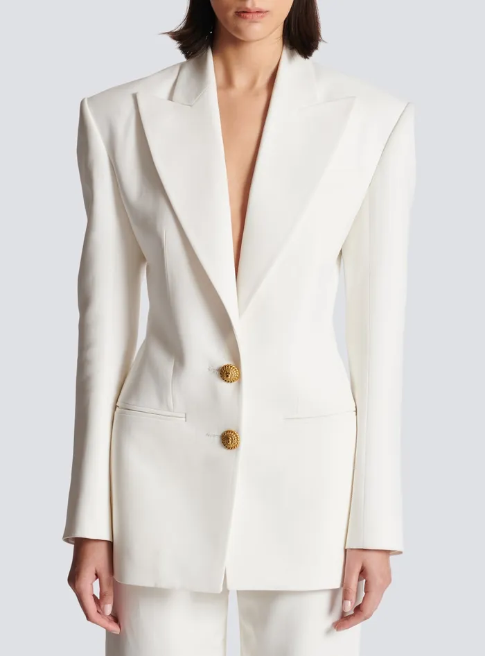 Balmain Jackets And Blazers Women 2button Crepe Jacket White
