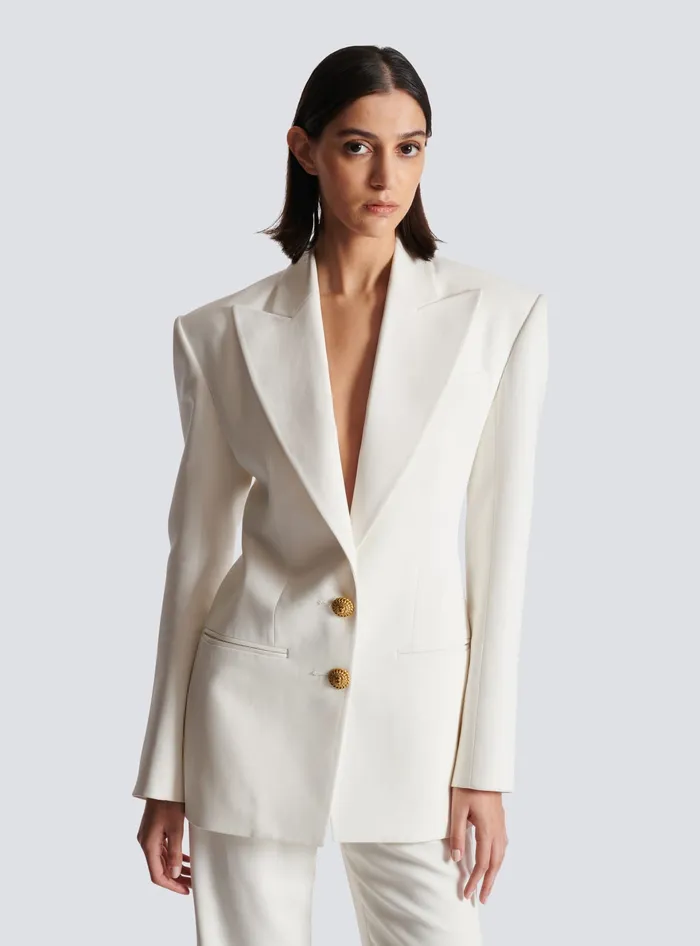 Balmain Jackets And Blazers Women 2button Crepe Jacket White