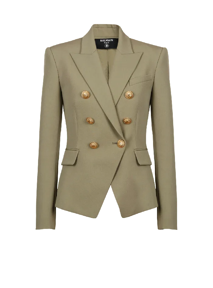 Balmain Jackets And Blazers Women Grain De Poudre 6button Jacket Khaki