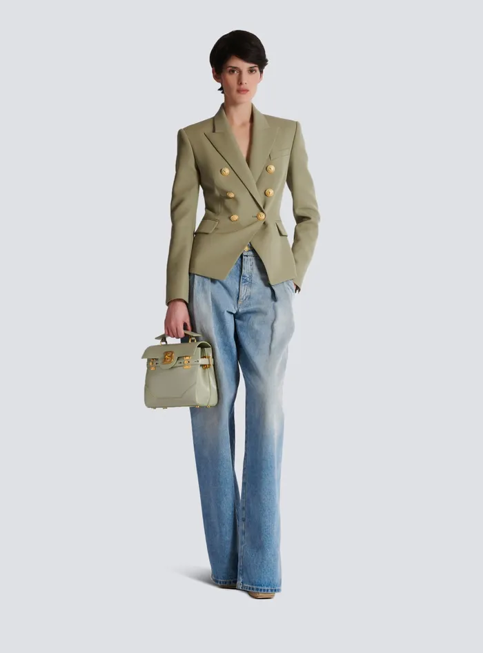 Balmain Jackets And Blazers Women Grain De Poudre 6button Jacket Khaki