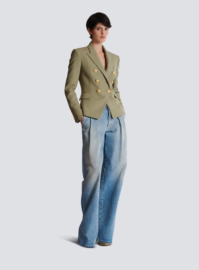 Balmain Jackets And Blazers Women Grain De Poudre 6button Jacket Khaki