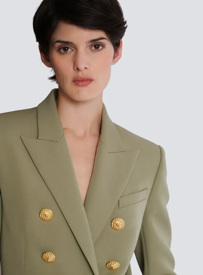 Balmain Jackets And Blazers Women Grain De Poudre 6button Jacket Khaki