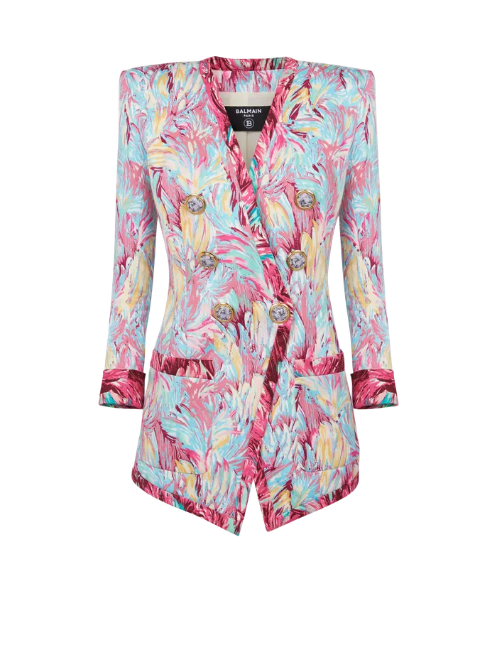 Balmain Jackets And Blazers Women Long 6button Jacket With Feather Print Multicolor Balmain Jackets And Blazers Women Long 6button Jacket With Feather Print Multicolor