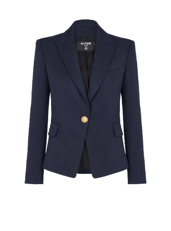 Balmain Jackets And Blazers Women Onebutton Wool Blazer Navy