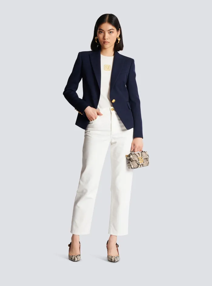 Balmain Jackets And Blazers Women Onebutton Wool Blazer Navy