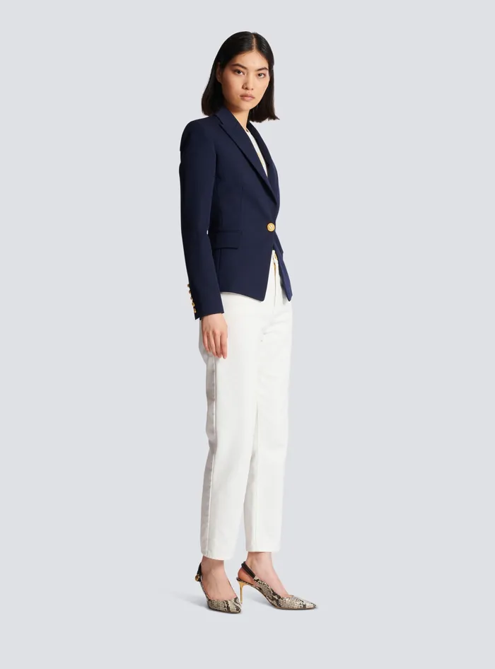 Balmain Jackets And Blazers Women Onebutton Wool Blazer Navy