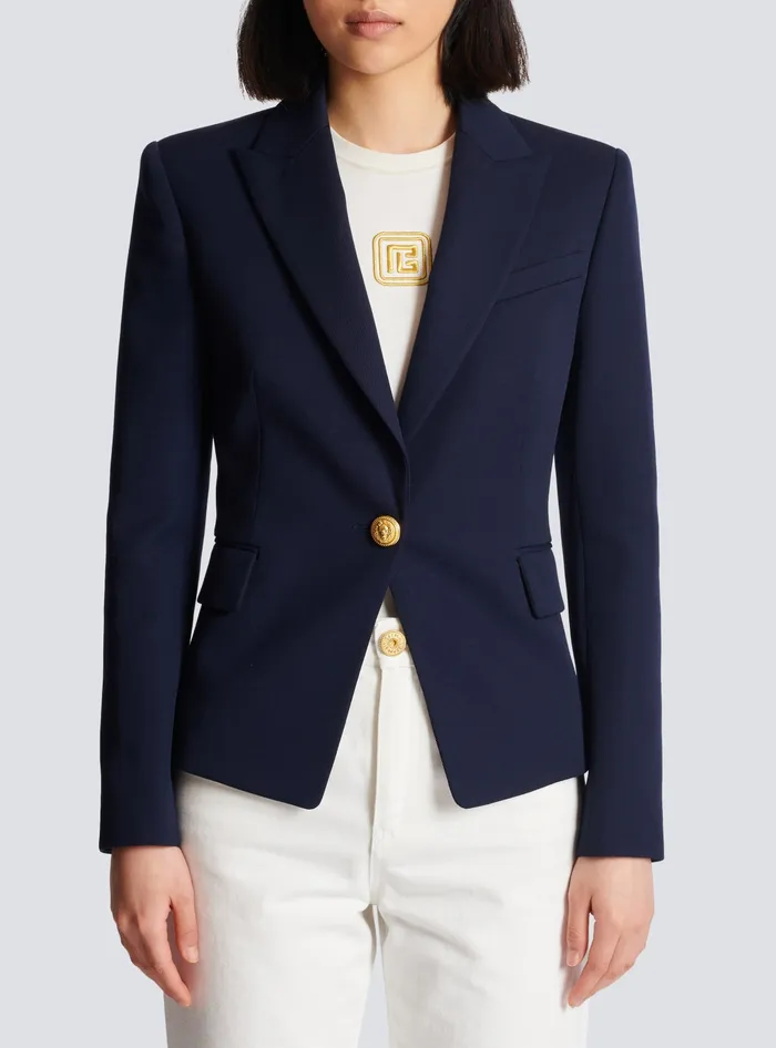 Balmain Jackets And Blazers Women Onebutton Wool Blazer Navy
