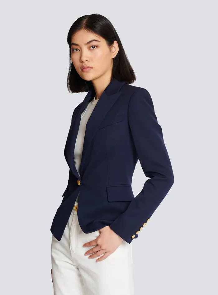 Balmain Jackets And Blazers Women Onebutton Wool Blazer Navy
