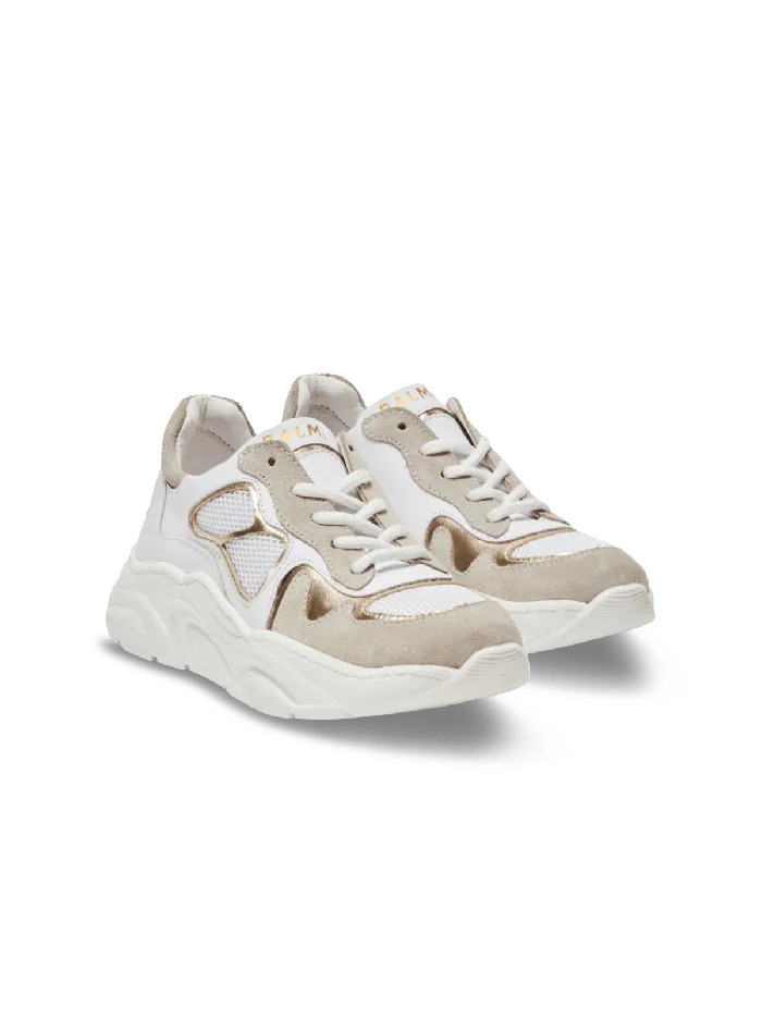 Balmain Kids Leather And Mesh Trainers White