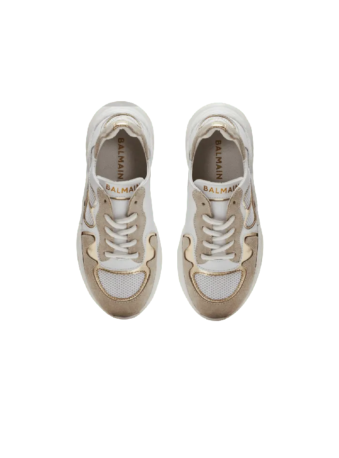 Balmain Kids Leather And Mesh Trainers White