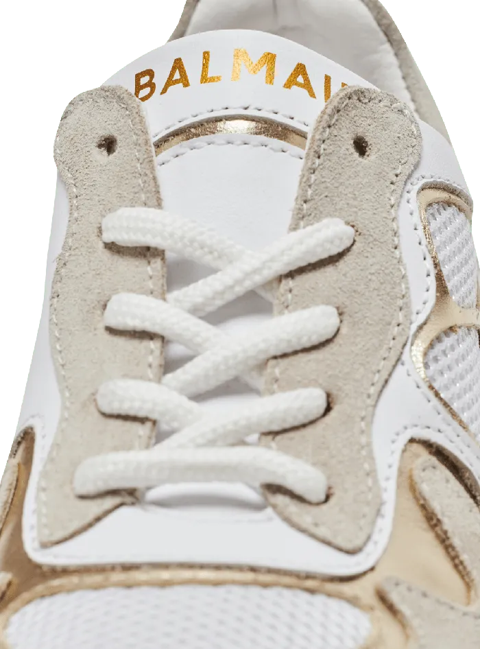 Balmain Kids Leather And Mesh Trainers White