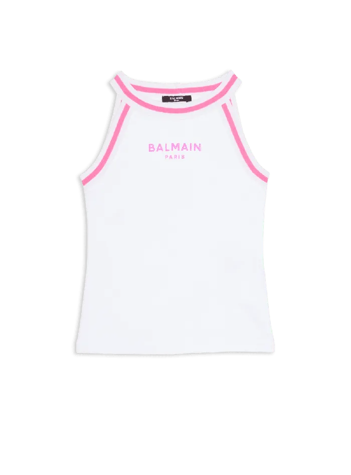 Balmain Kids Paris Tank Top White