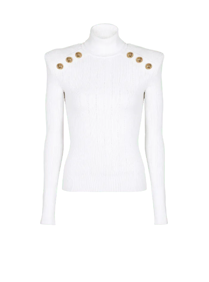 Balmain Knitwear Women Knit Jumper With Gold Buttons White