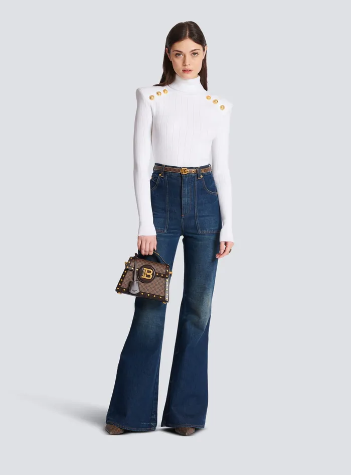 Balmain Knitwear Women Knit Jumper With Gold Buttons White