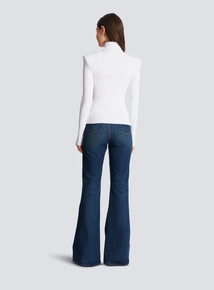 Balmain Knitwear Women Knit Jumper With Gold Buttons White