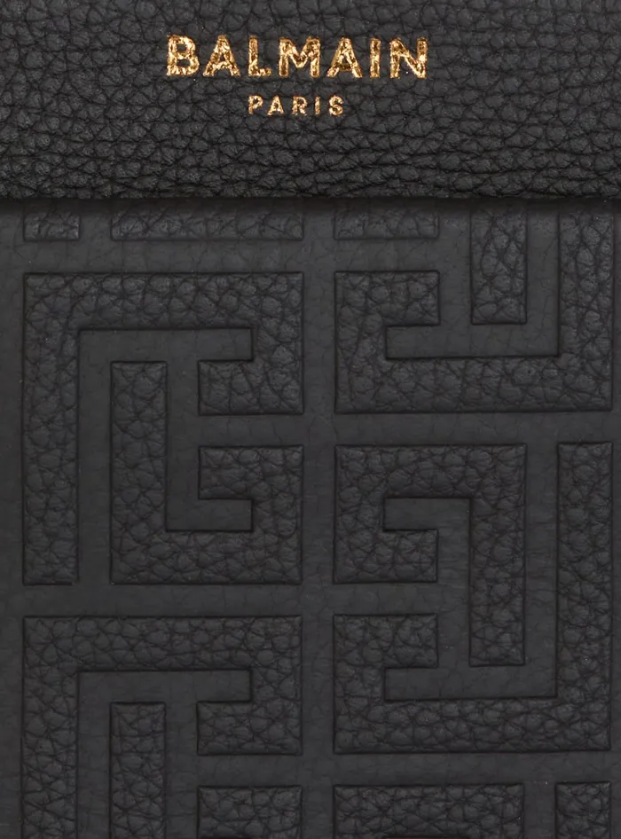 Balmain Mini Bags Women 1945 Soft Zipped Mini Bag In Grained Calfskin Black