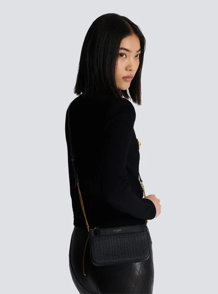 Balmain Mini Bags Women 1945 Soft Zipped Mini Bag In Grained Calfskin Black