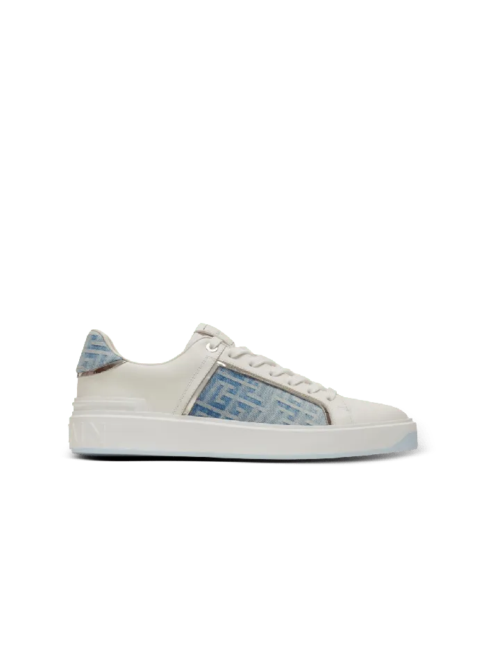 Balmain Sneakers Men BCourt Sneakers In Leather And Denim Blue