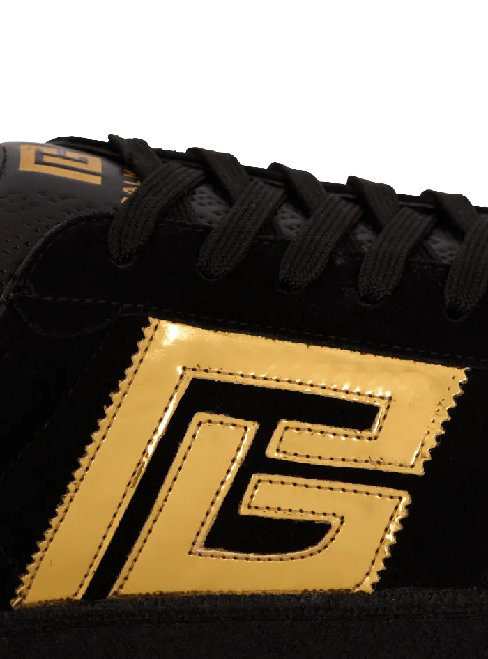 Balmain Sneakers Men Swan Suede And Patent Leather Sneakers Black