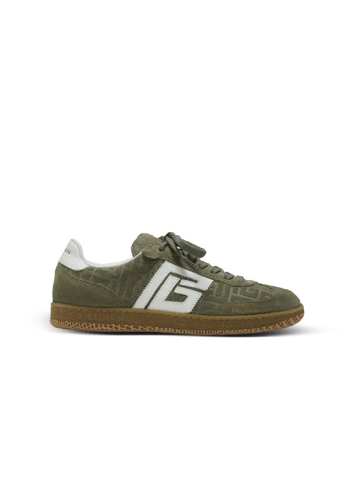 Balmain Sneakers Women Suede Swan Trainers Khaki