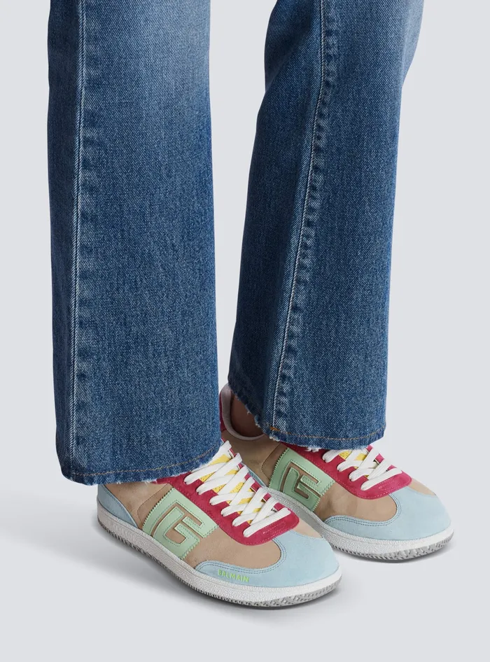 Balmain Sneakers Women Swan Sneakers In Calfskin And Suede Multicolor