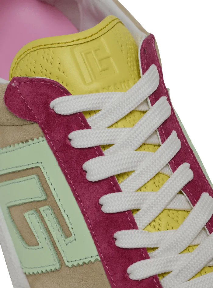 Balmain Sneakers Women Swan Sneakers In Calfskin And Suede Multicolor