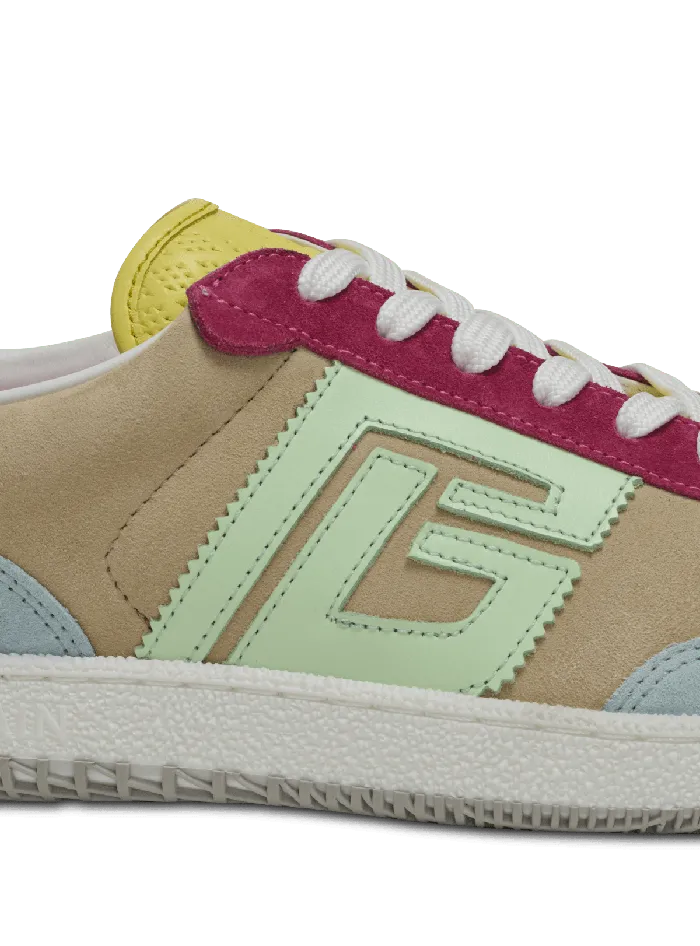 Balmain Sneakers Women Swan Sneakers In Calfskin And Suede Multicolor