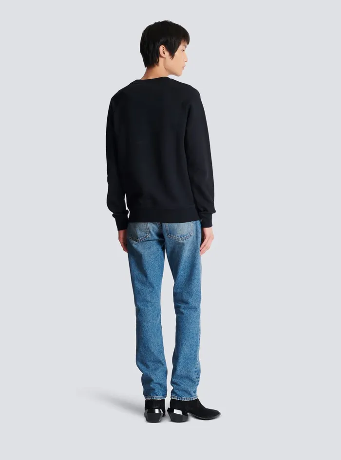 Balmain Sweatshirts Men Paris Flocked Sweatshirt Black