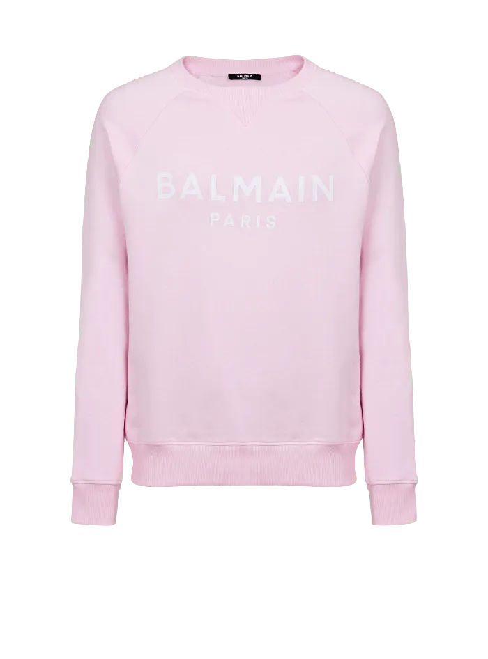 Balmain Sweatshirts Men Paris Printed Sweatshirt Pink