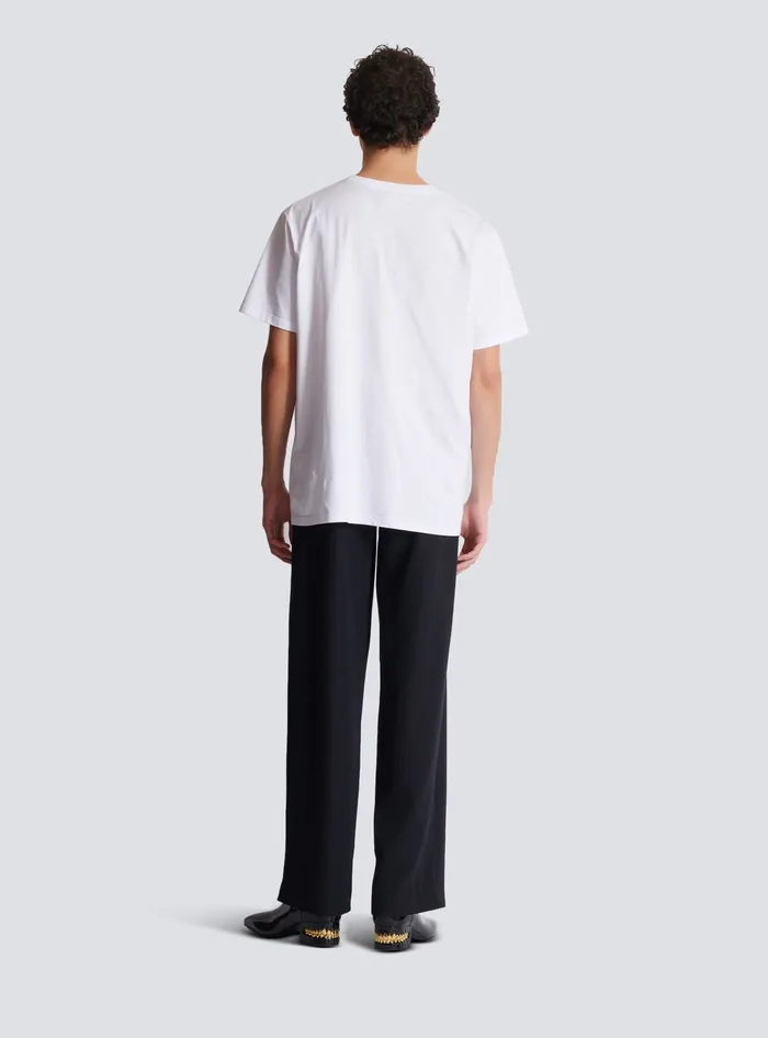 Balmain TShirts Men Relaxed Tshirt With Kiss Print White