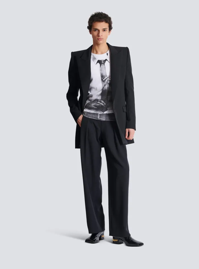 Balmain TShirts Men Ribbed Tank Top With Tie Print White