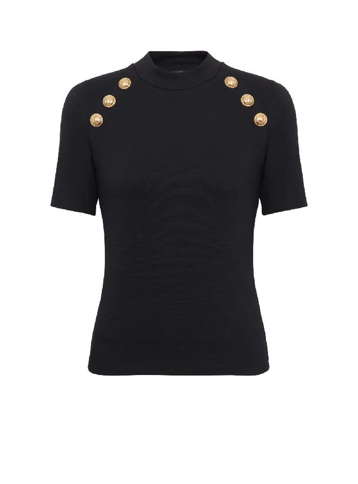 Balmain TShirts Women 6button Knit Tshirt Black