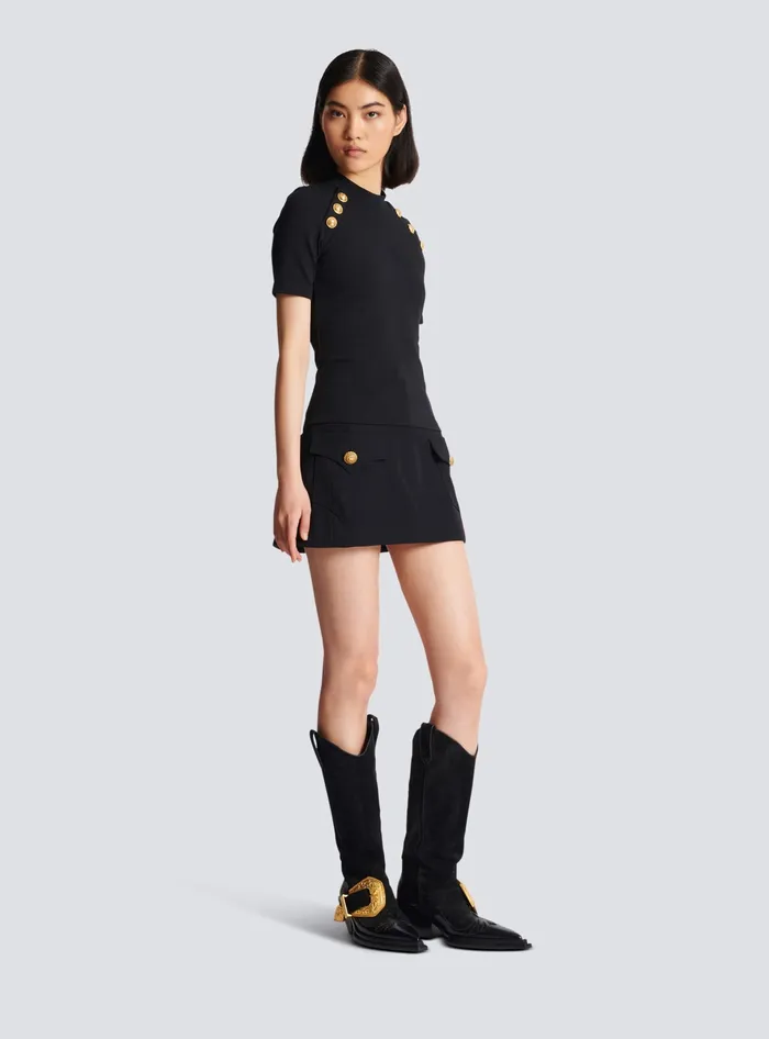 Balmain TShirts Women 6button Knit Tshirt Black