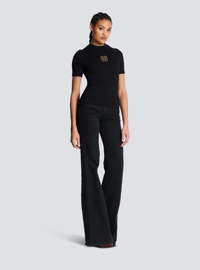 Balmain TShirts Women Retro PB Tshirt Black