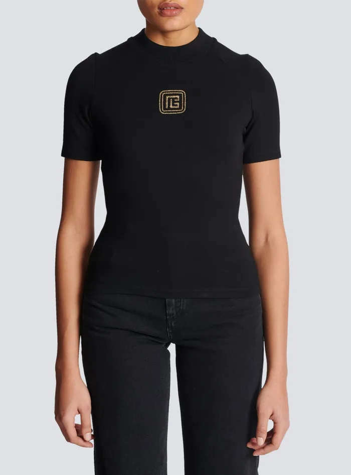 Balmain TShirts Women Retro PB Tshirt Black