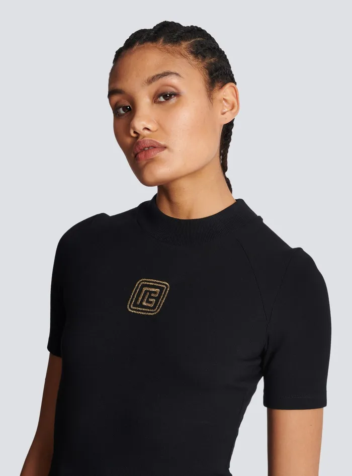 Balmain TShirts Women Retro PB Tshirt Black