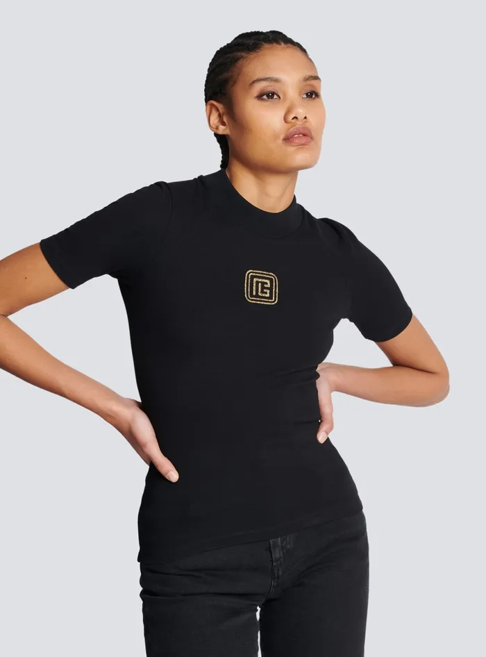 Balmain TShirts Women Retro PB Tshirt Black