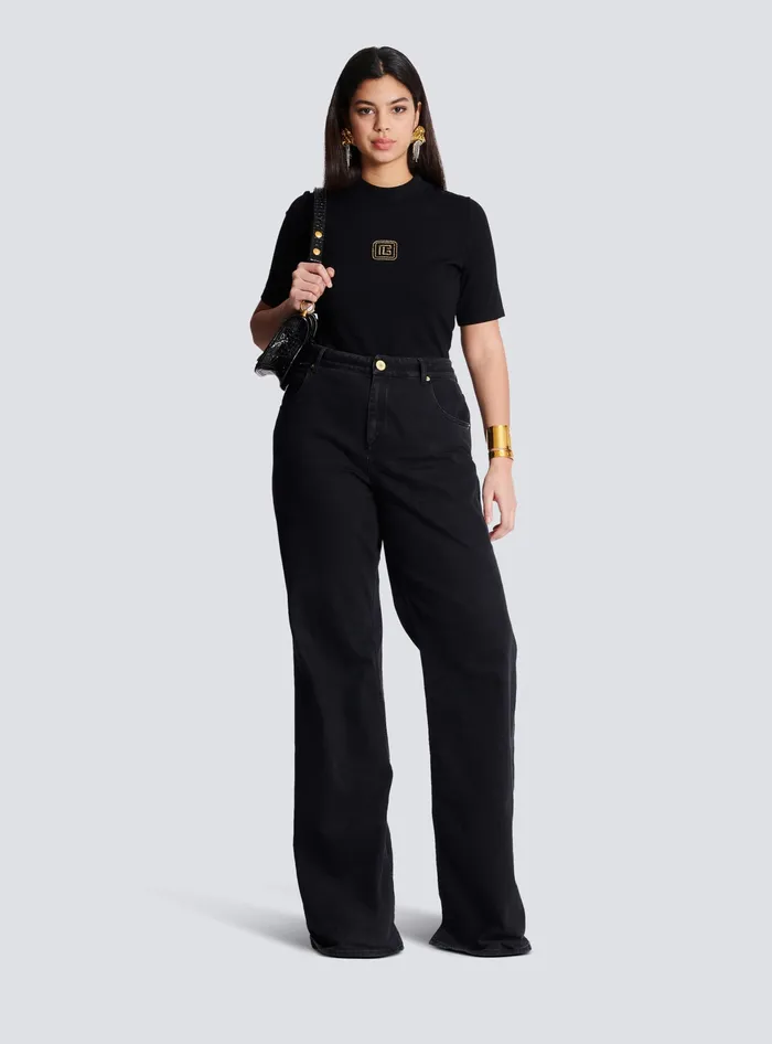 Balmain TShirts Women Retro PB Tshirt Black